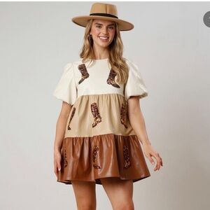 Brown Leather Boot Dress